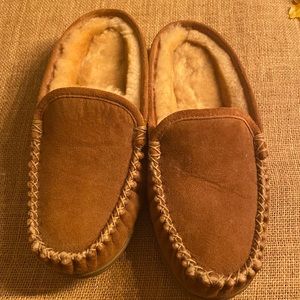 LL Bean tan suede slippers